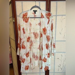 Ivory and Orange Floral Overthrow